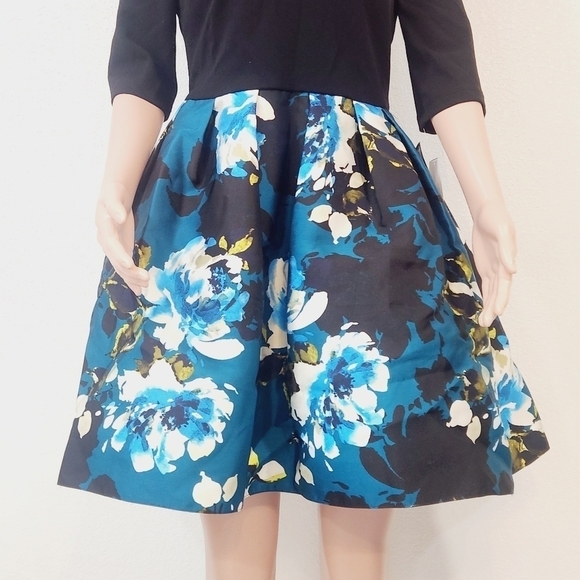 BESTY & ADAM Caipirinha Cocktail Blue & Black Mini Dress With Pockets Size 10 - Picture 4 of 12